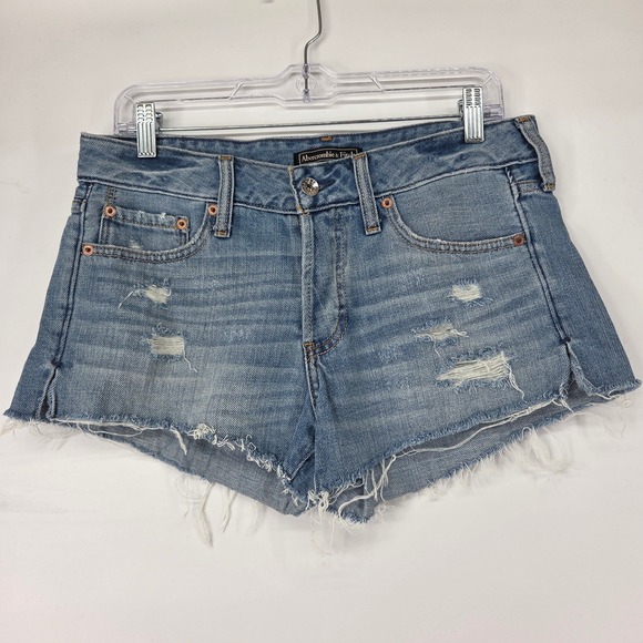 Abercrombie & Fitch Pants - Abercrombie & Fitch Denim Shorts 27/3 Blue Distressed Raw Hem Casual Summer Boho